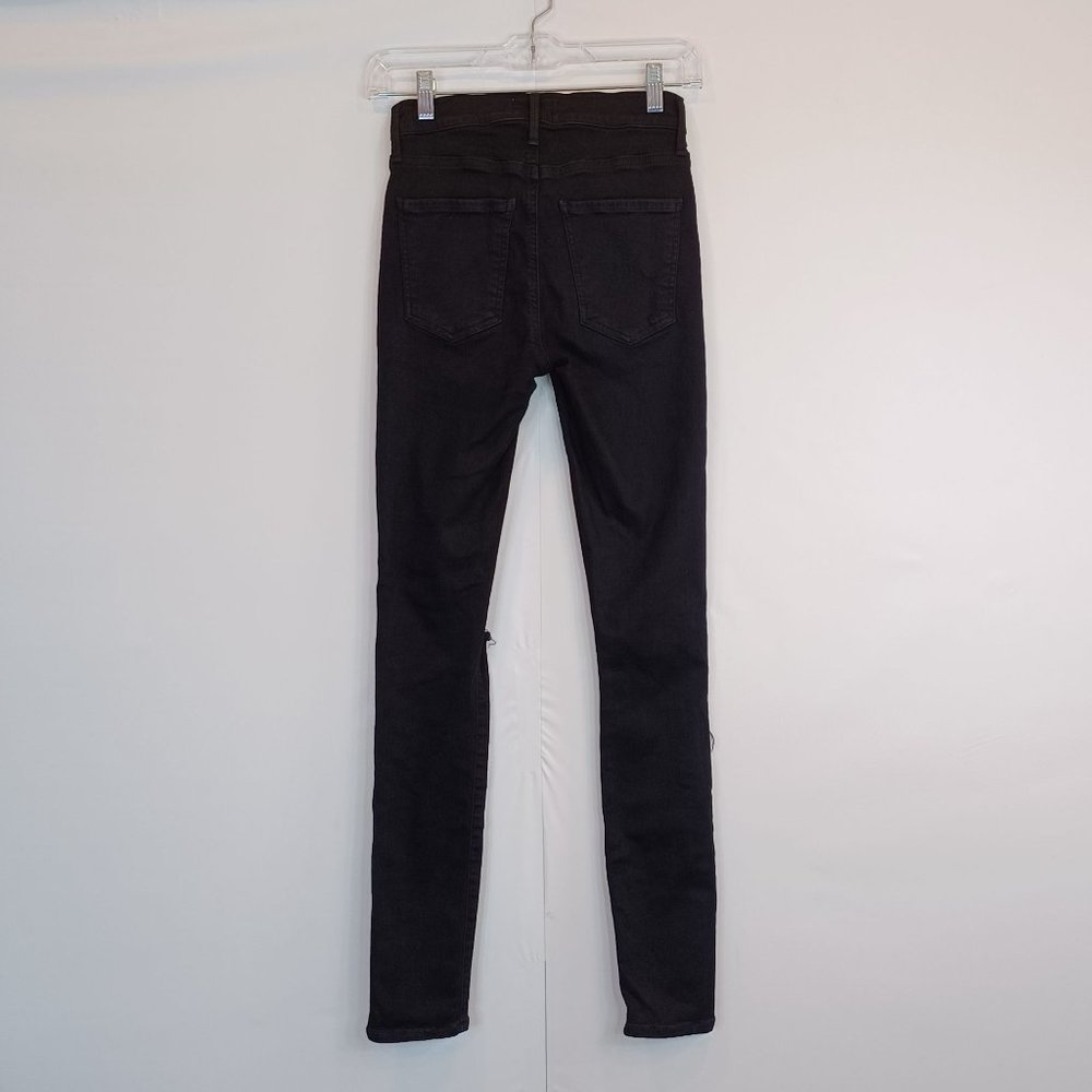 AGOLDE Women's Black Ripped Skinny Leg Stretch High Rise Denim Jean Destroyed 25 - Picture 7 of 12